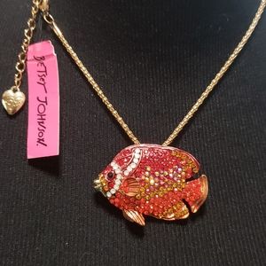 NWT RED CRYSTAL FISH NECKLACE BY BETSEY JOHNSON